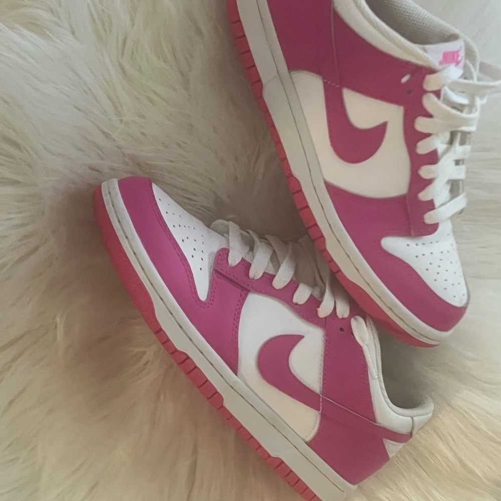 Nike Dunks Vibrant Pink and White Athletic Shoes
